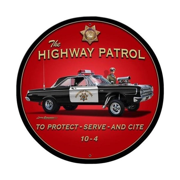 Larry Grossman Larry Grossman LG468 Highway Patrol Round Metal Sign LG468